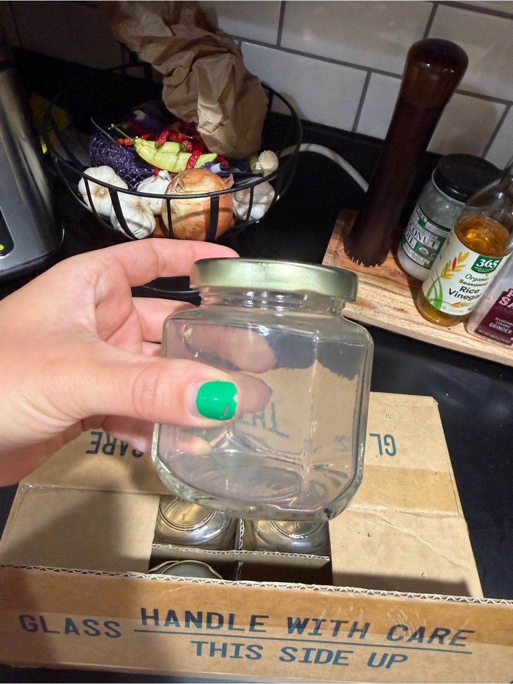 Glass Storage Jar with Metal Lid - Clear